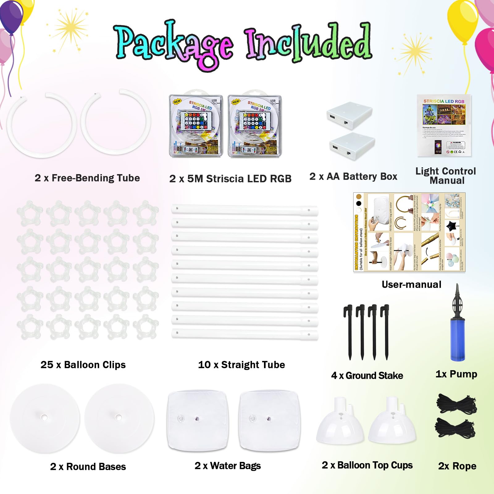 Kit de soporte de globo iluminado de medio arco de 8.2 pies/6 pies, kit de