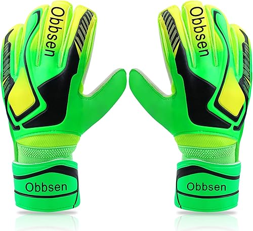 Miniatura 1 de Obbsen Guantes de portero de fútbol para niños jóvenes y adultos guantes de portero de fútbol de agarre fuerte con protección para los dedos hombres