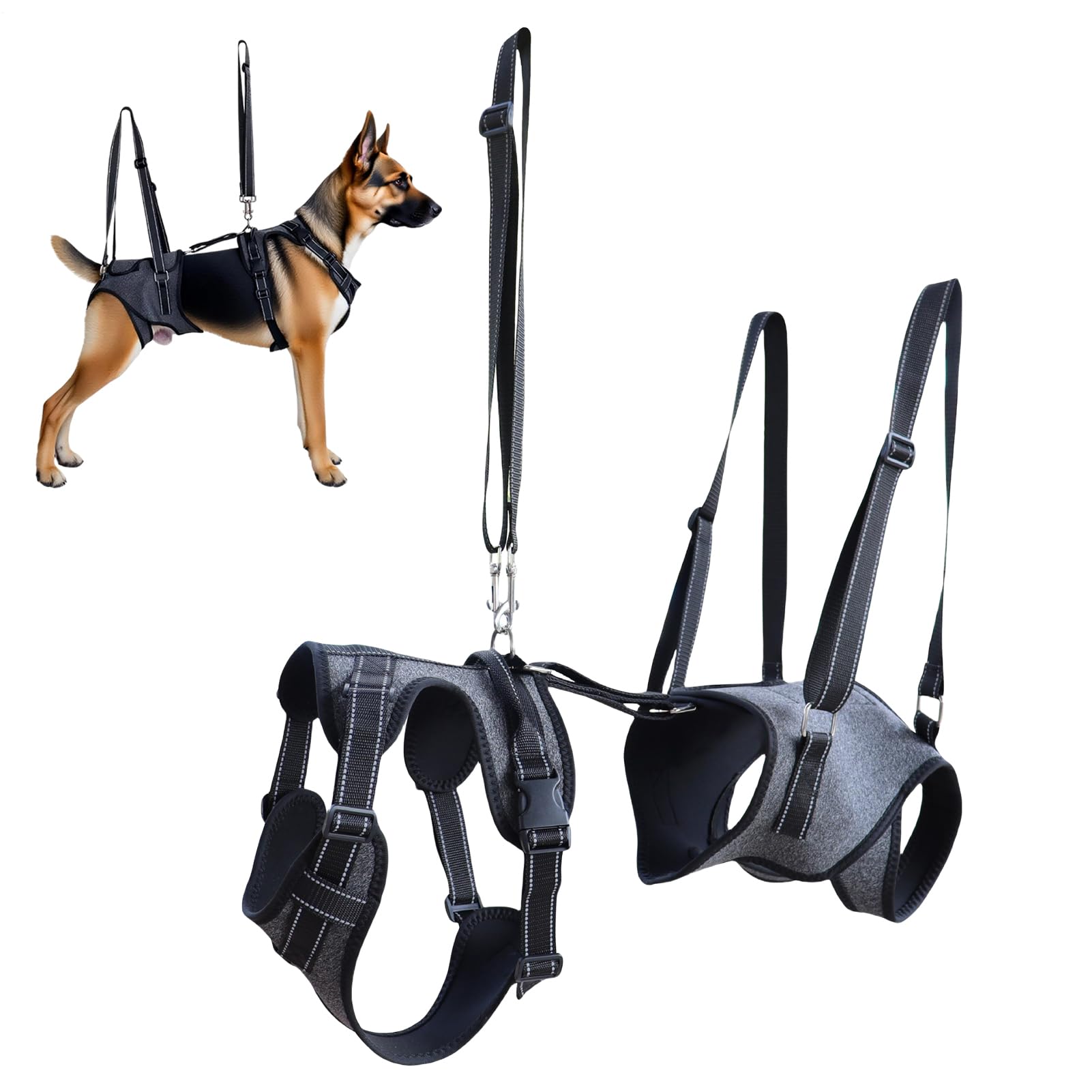 Dog Lift Harness - Pet Lifting Rehabilitation Gear, Help Em Up Harness | Adjustable Pet Carrier Sling Straps Vest Brace For Rehabilitation Training Disabled Injured Recovery Senior Elderly Breeds