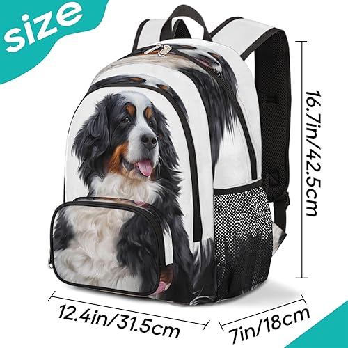 Miniatura 2 de Linda mochila escolar para perros de montaña bernés, mochila escolar para adolescentes, niñas, niños, mochila escolar para computadora de hombro,