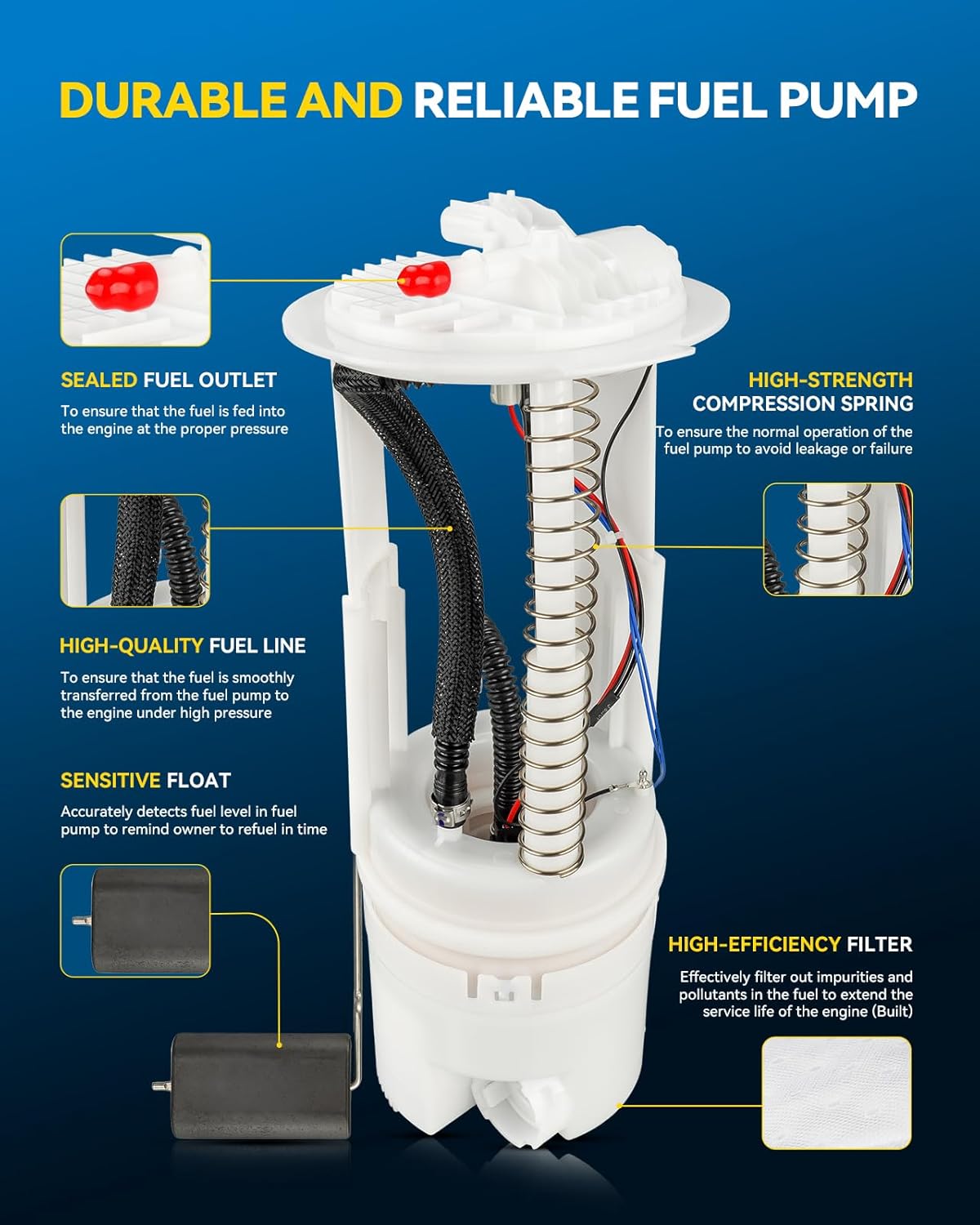 PHILTOP FG0925 Electric Fuel Pump Assembly Compatible with 2005-2006 Dodge Dakota SLT 4.7L, 2005-2006/2008-2009 Dakota ST 3.7L, 2005-2006/2008 Dakota SLT 3.7L, 2006-2009 Dodge Raider LS 3.7L