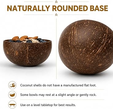 14 Coconut Shell Bowls, 400ml, Smoothie & Acai Serving Set | Natural brown coconut shell; irregular round shape; for acai, yoghurt, cereal, fruit, snacks and party serving