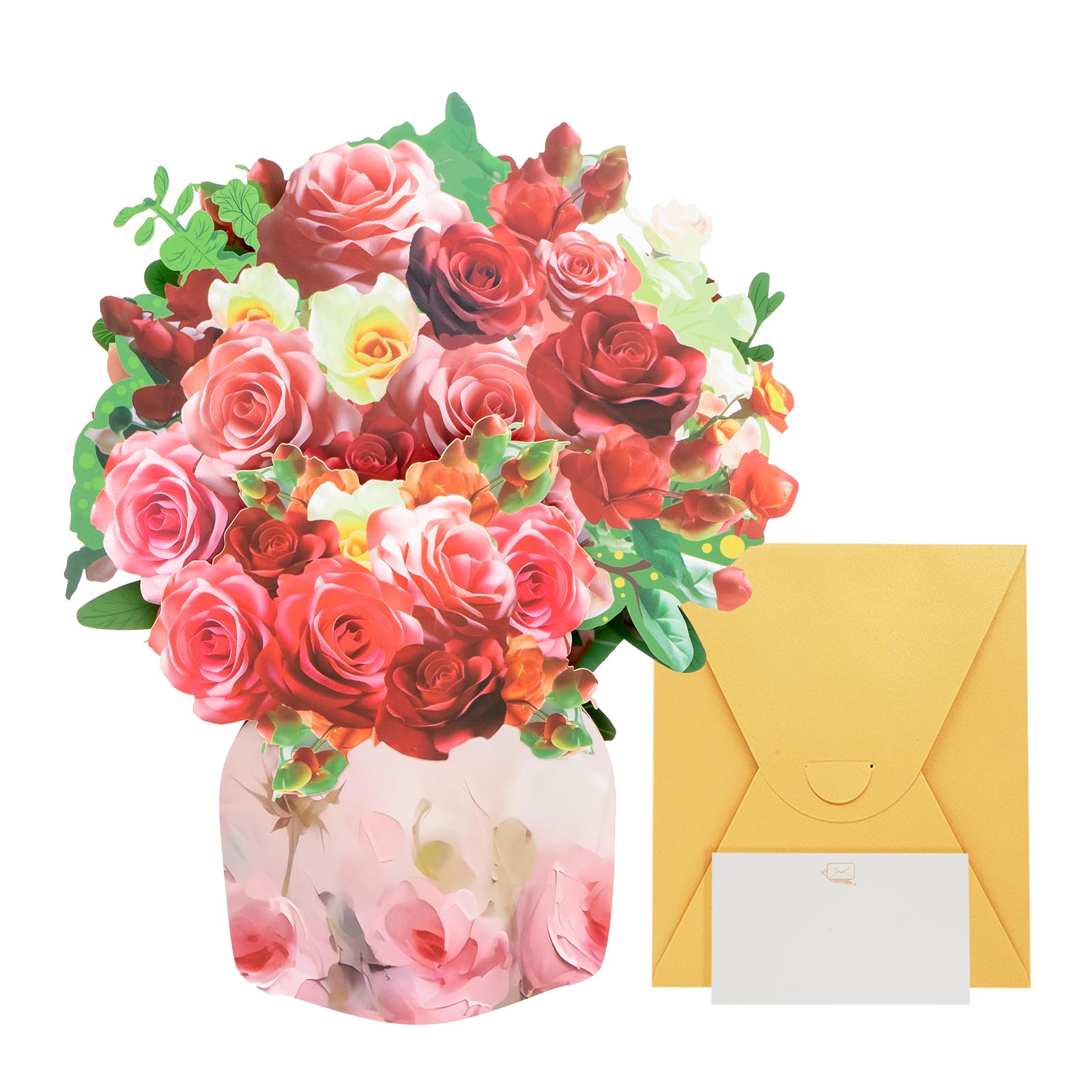 OLOSONG Rose 3D Pop Up Birthday Cards for Women, Mun, Wife, Girlfriend, 3D Forever Flowers Rose Bouquet Greeting Gards Gift for Mothers Day, Anniversary, Valentine's Day, Engagement and Wedding ﻿