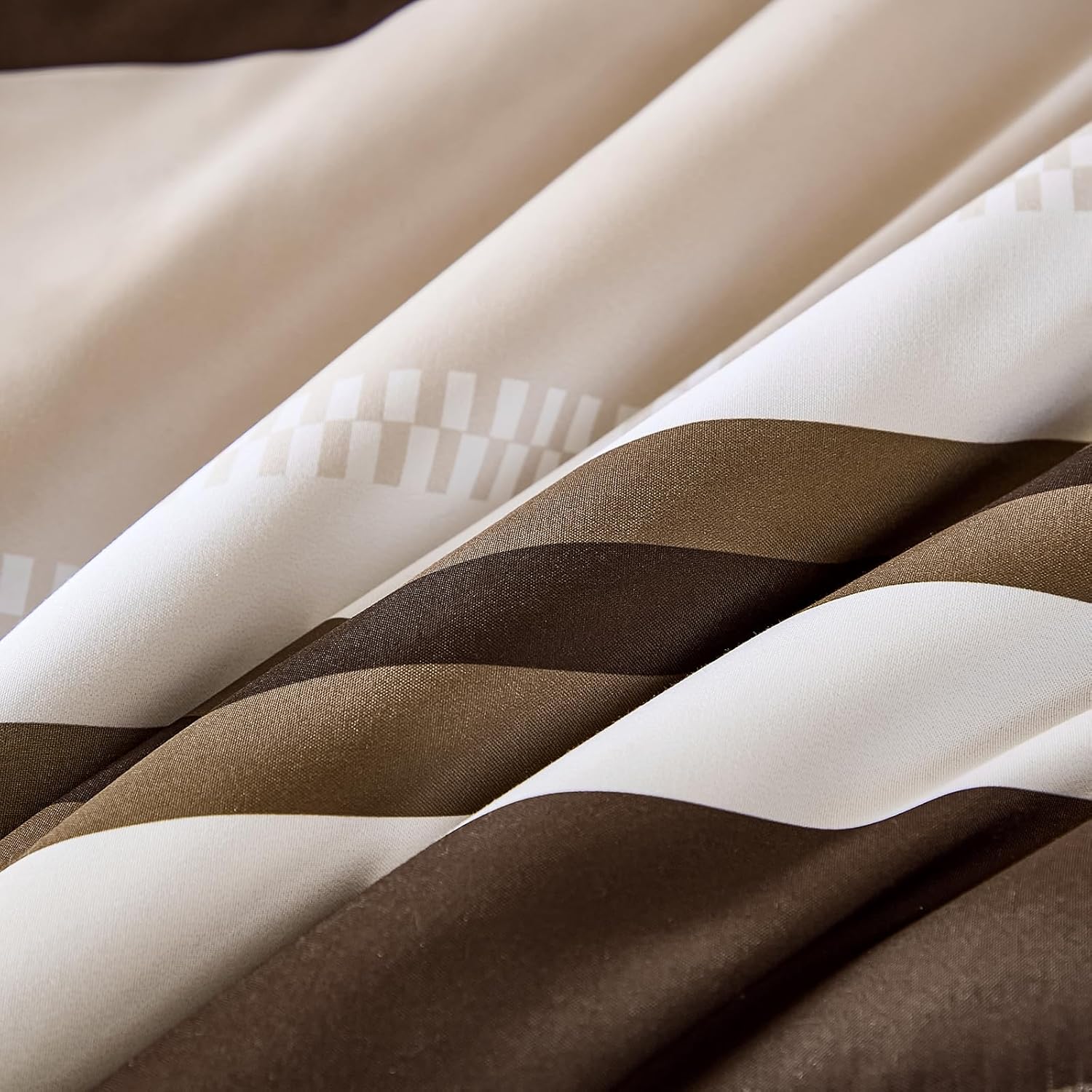 WONGS BEDDING King Size Comforter 7 Pieces, Brown King Comforter Set with Sheets, Striped Bed in a Bag Boho Lightweight Bedding Set for All Seaon (104"×90") - Image 6