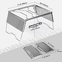 Vista 3 de REDCAMP Parrilla de fogata portátil de 12 pulgadas, acero inoxidable 304, parrilla plegable de fogata con parabrisas patas ajustables en altura