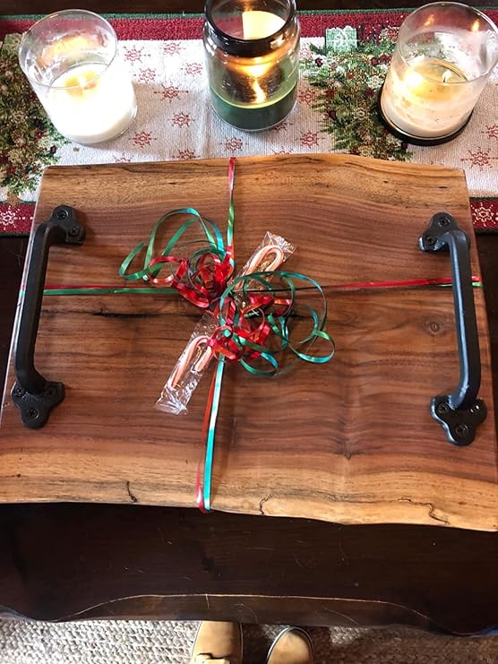 INIRET 4 Pack Cast Iron Matt Black 9.05 x 1.96 Arch & Bow Black Pull Handles for Antique, Barn, Fence, Garage, Wooden Doors & Drawers