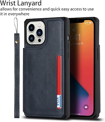 Cavor for iPhone 11 Pro Max Wallet Case with Card Holder, Blue