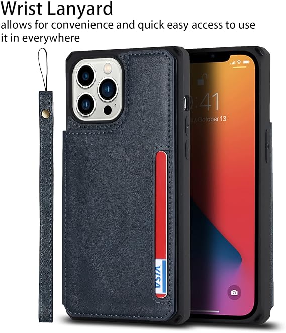 Cavor for iPhone 11 Pro Max Wallet Case with Card Holder, Blue