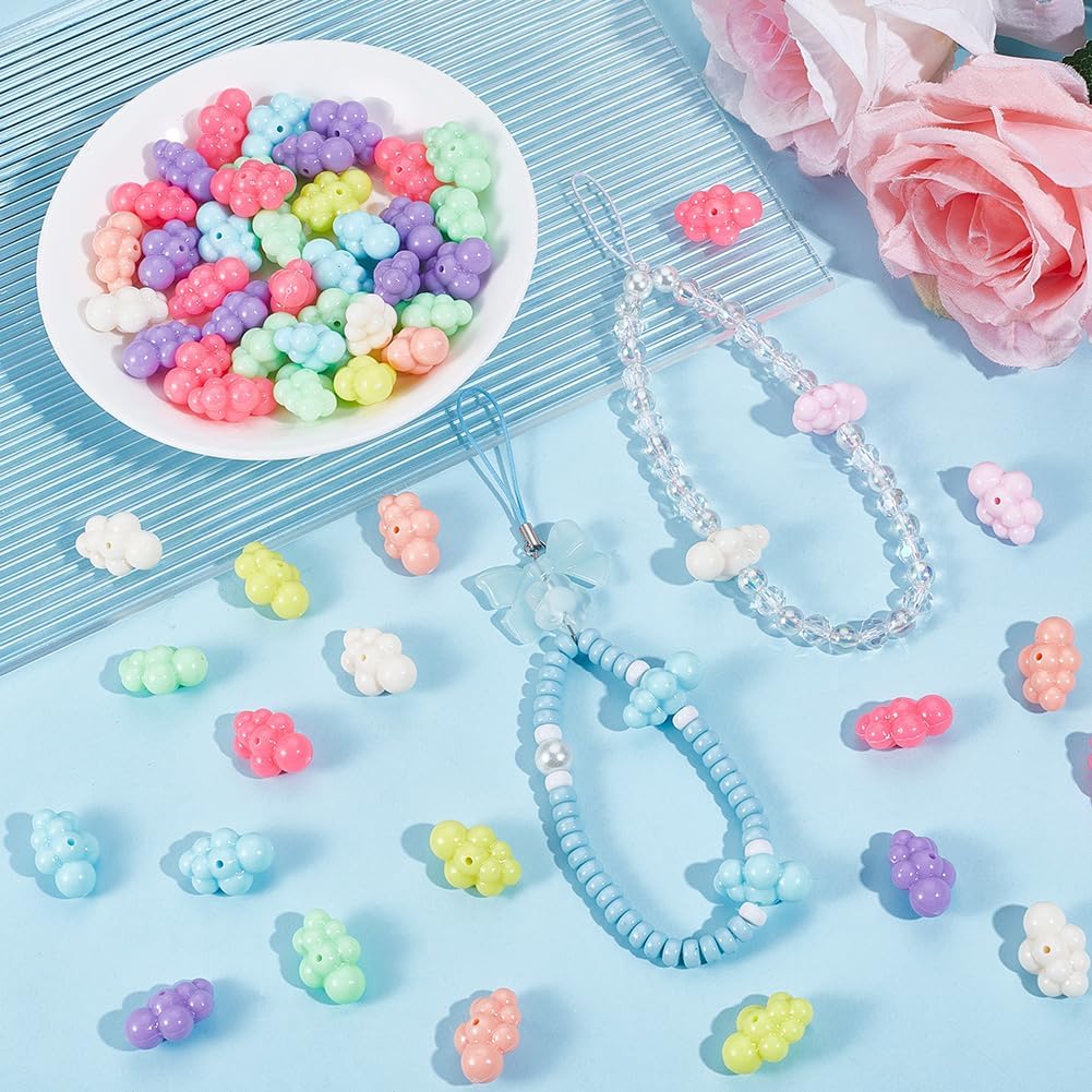 SUNNYCLUE 60Pcs Acrylic Cloud Beads Plastic Weather Beads Bulk Mixed Colors Opaque Loose Celestial Theme Clouds Charms for Jewelry Making Accessories Bracelets Necklaces Keychain Bag Hanging Ornaments - Image 3