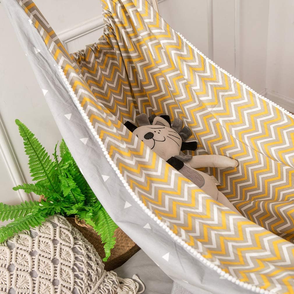 Kids Hammock for Kid Child, Cotton Fabric Hammock Toddler or Gear Sling Hammocks for Patio Porch Garden Backyard Outdoor and Indoor Use