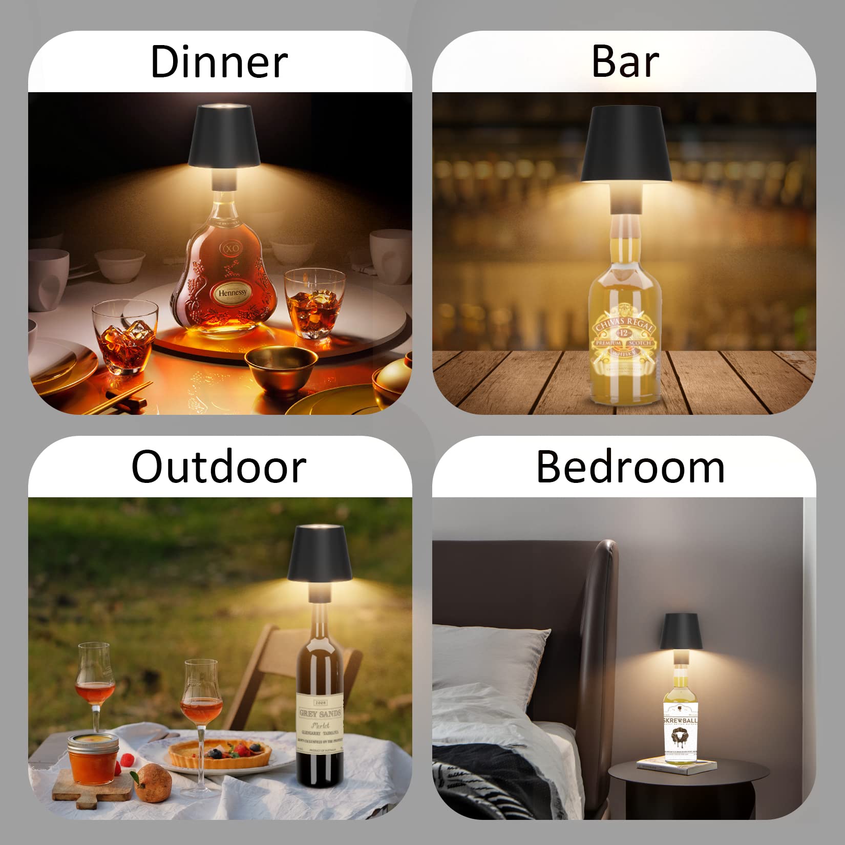 Coinmit 2 Pack LED Bottle Lamp 5500mAh Battery Portable Table Lamp