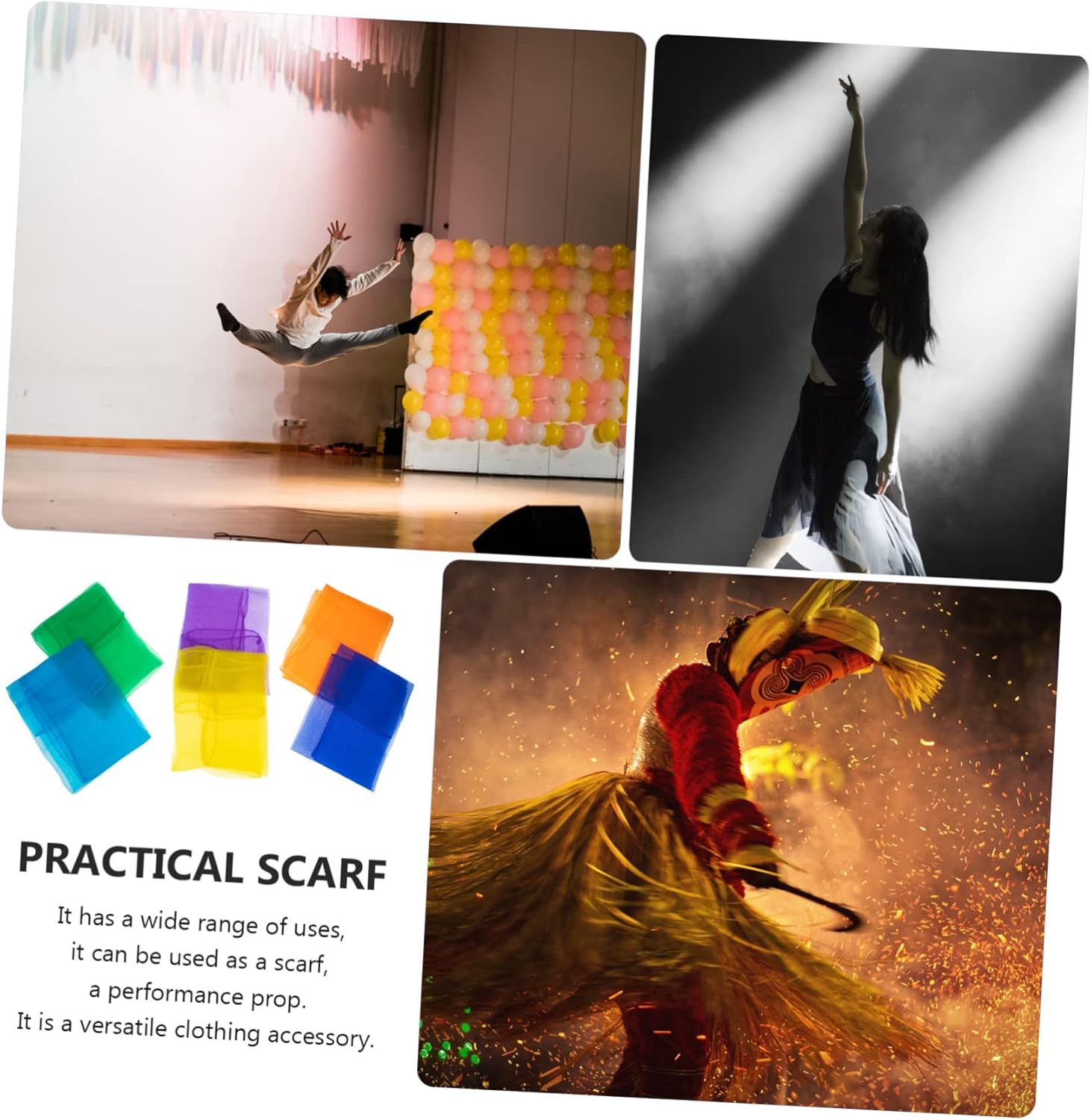 6pcs Ribbons for Dancing Square Juggling Scarves Tulle Silk Scarves for Boys and Girls Play Sensory Stage Performance Props Random Color