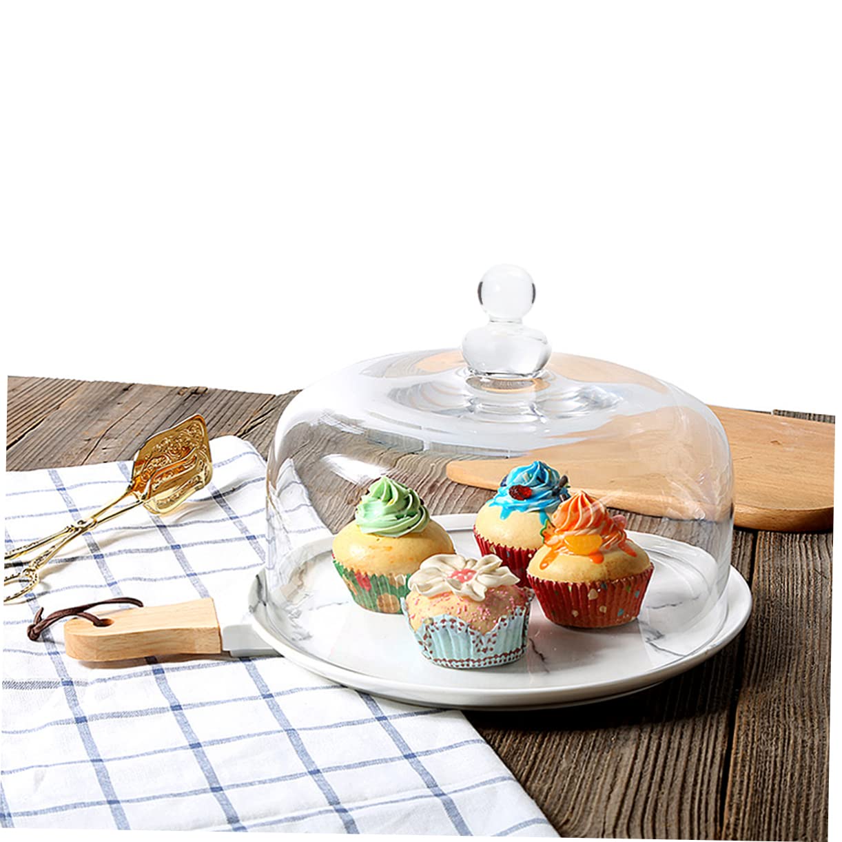 Copertura in Vetro Trasparente Antipolvere per Dolci e Frutta, Portatile, Adatta a Dessert e Feste Cocktail, Conservabile in Frigorifero,