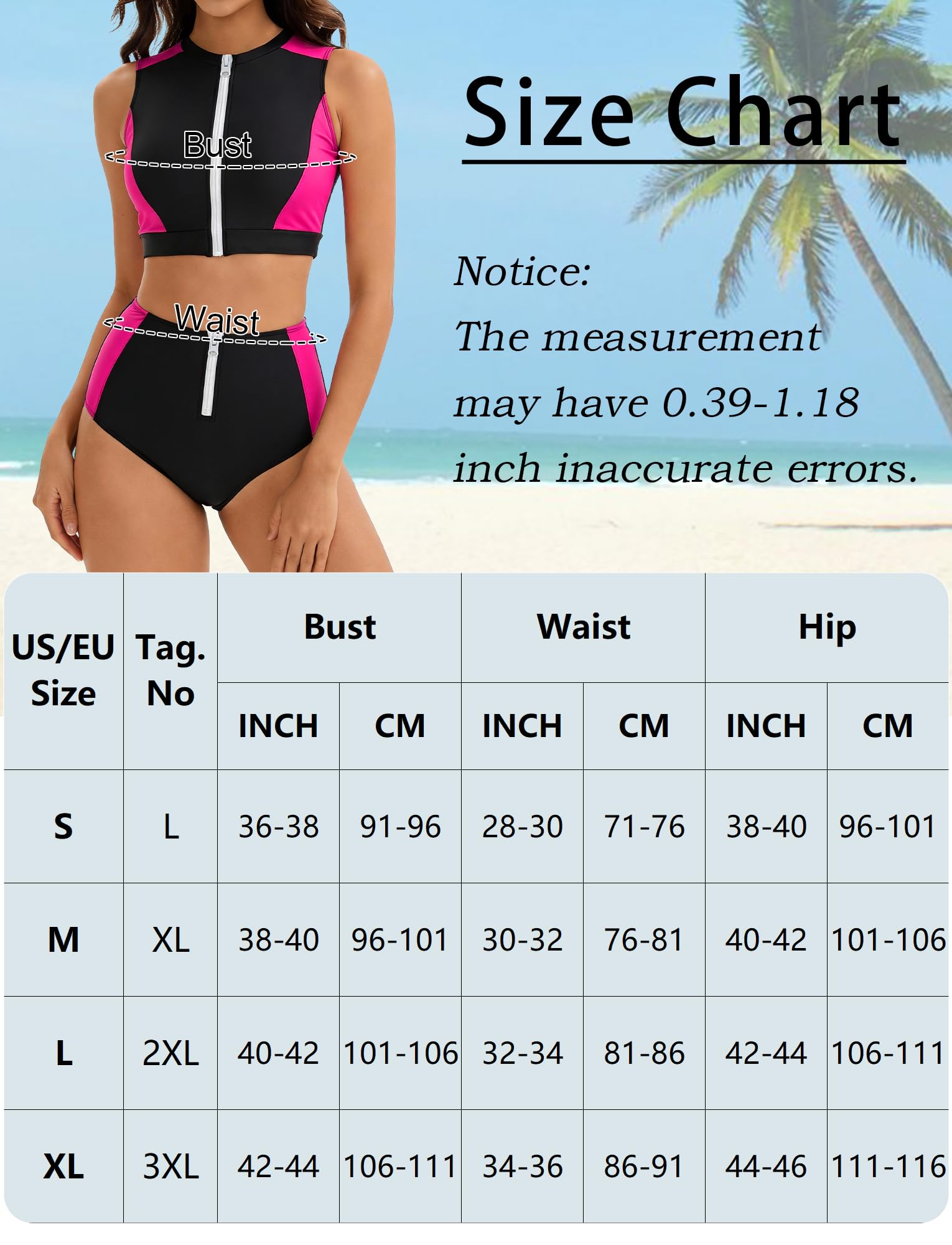 FEOYA Femme Maillots de Bain 2 Pièces Rashguard avec Fermeture Éclair Combinaison de Surf