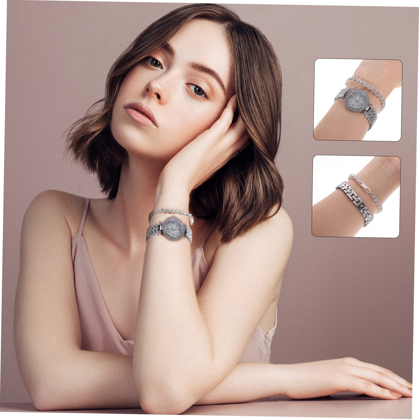 3stücke Damen Armbanduhr Mit Glänzenden Strasssteinen Und Passender Handgelenk Celet Modische Quarzuhr Für Elegante Anlässe Für Mutter Tochter Oder Freundin