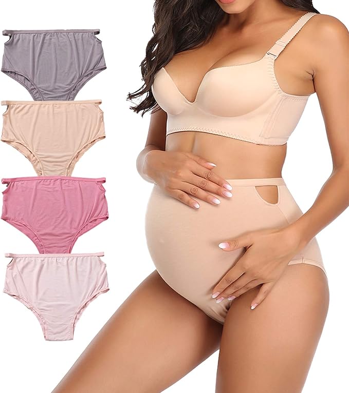 Amazon.com: Intiflower Ropa interior de maternidad para mujer sobre golpes,  cintura alta, bragas de maternidad sin costuras para embarazo, elástico,  Suave, 002-4 piezas/paquete (nude+lila) : Ropa, Zapatos y Joyería
