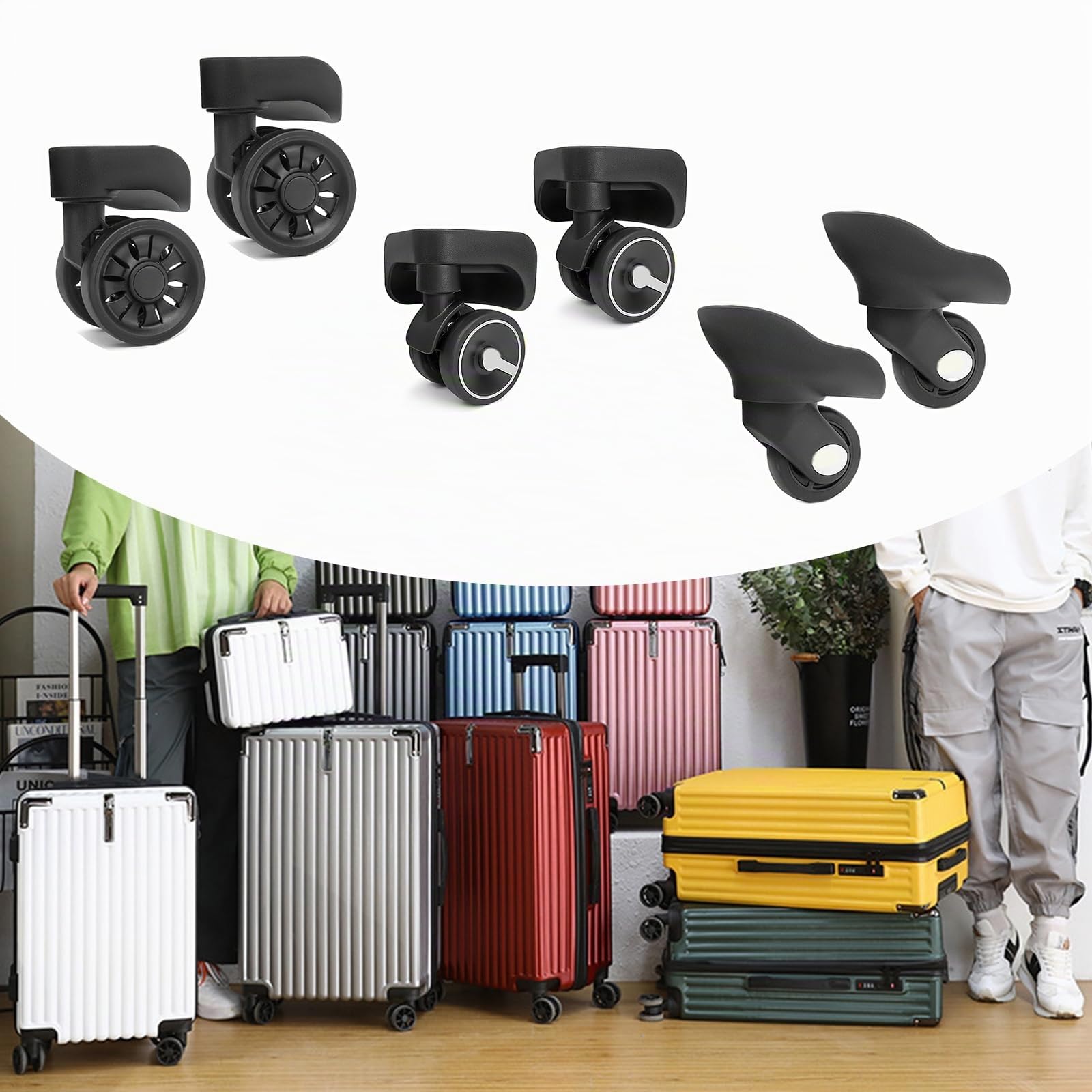 1 paire de roulettes de chariot pour valise, pièces de rechange pour boîte à bagages, pivotement à 360 degrés, réparation robuste