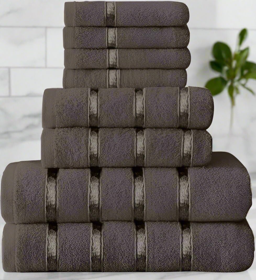 Comfort Collections Luxury Egyptian Cotton Towel Bale 8pc Set โ Ultra Soft & Quick Dry Towels โ 450 GSM Hotel Quality โ Absorbent, Durable & Fade-Resistant (Dark Grey, 8PC BALE SET)