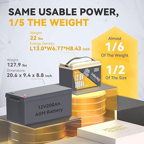Miniatura 5 de Power Queen Paquete de 3 baterías LiFePO4 de motor de arrastre de 12.8 V 100 Ah, función de corte de baja temperatura, BMS de 100 A integrado, celda