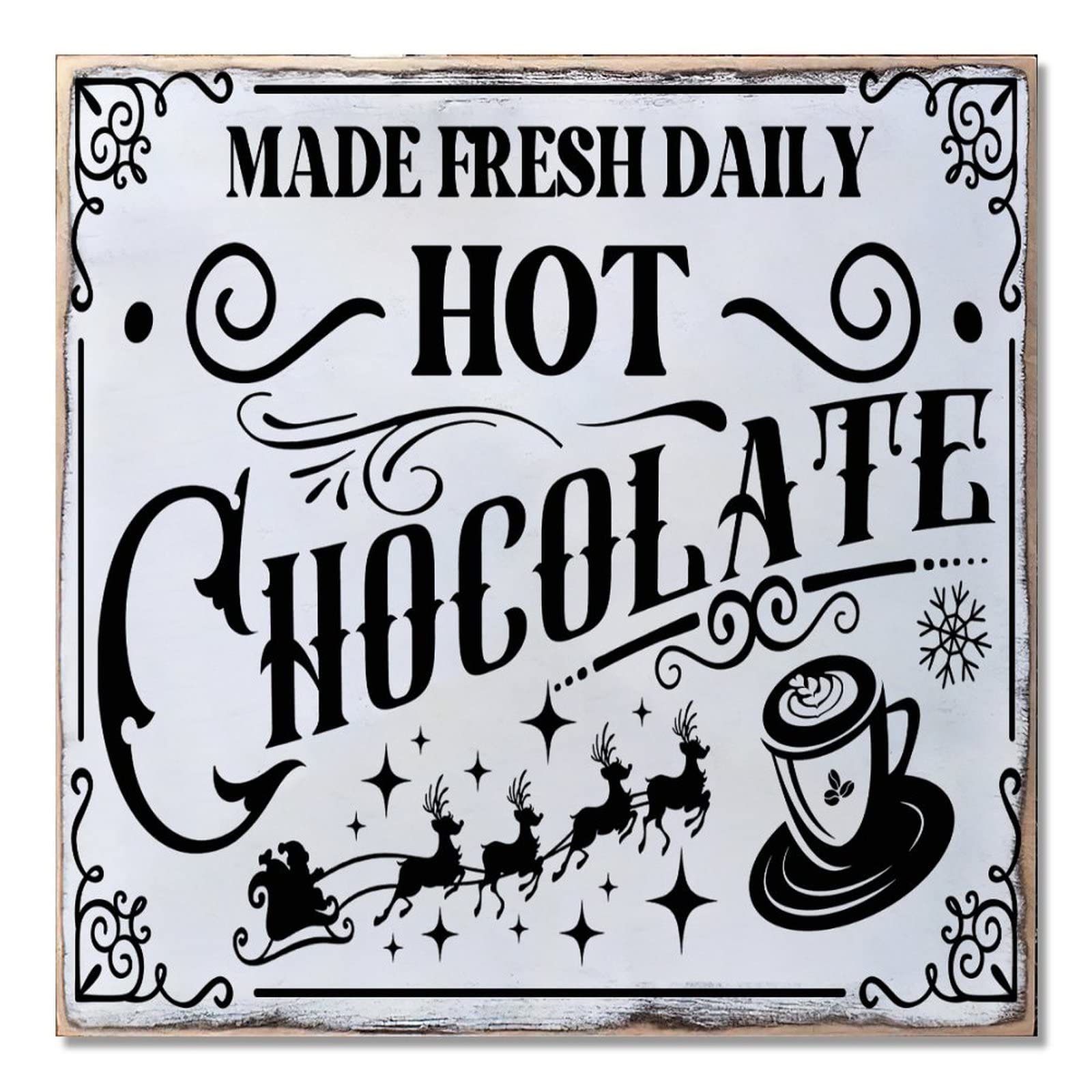 Panneau de Noël Hot Chocolate suspendu déco fête 40x40 cm