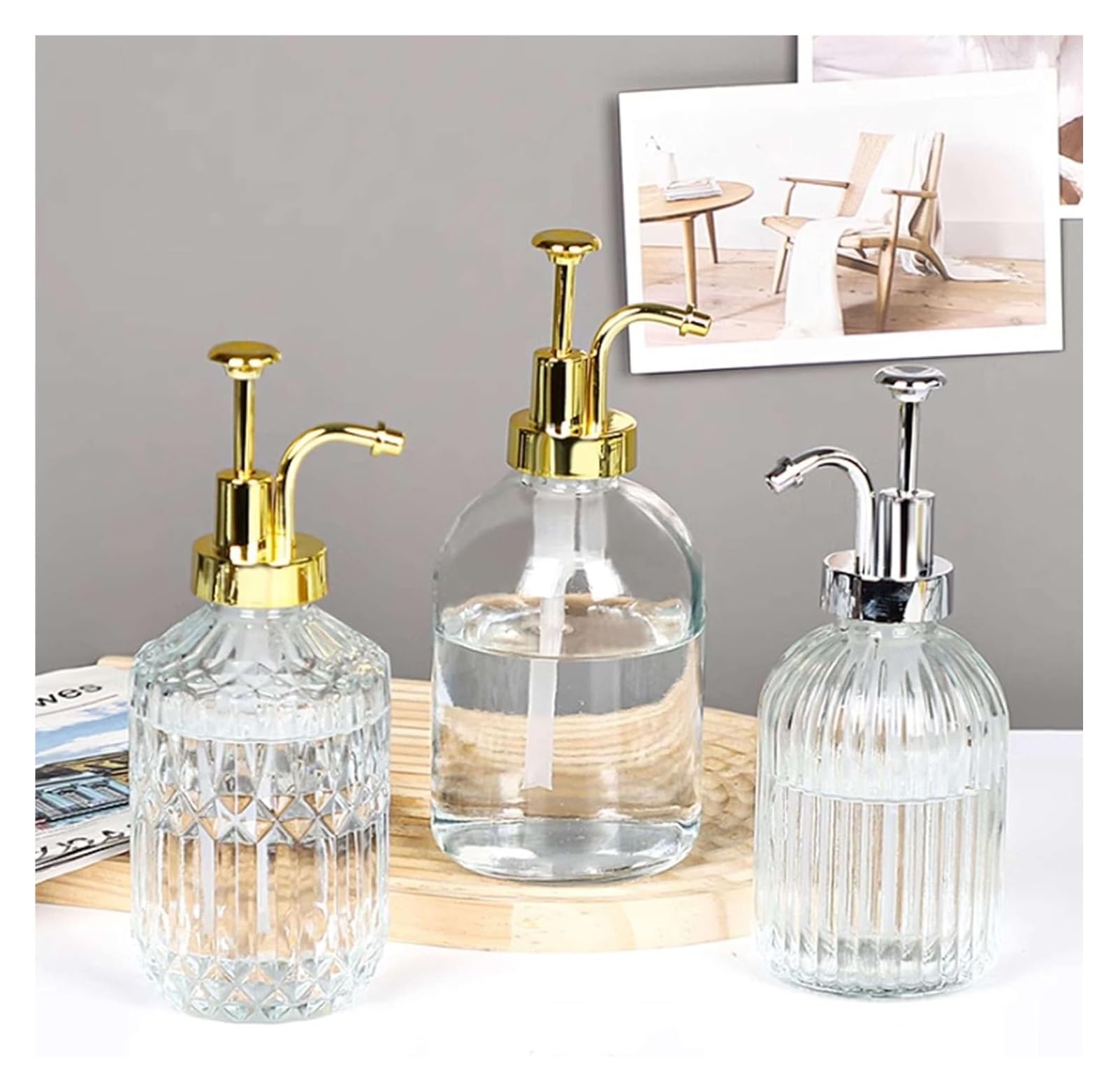 Dispenser di sapone, Dispenser di sapone da bagno, Bottiglia dispenser for lavaggio a mano Dispenser di sapone in vetro Premium, Dispenser di sapone liquido ricaricabile, Bottiglia di vetro antiscivol