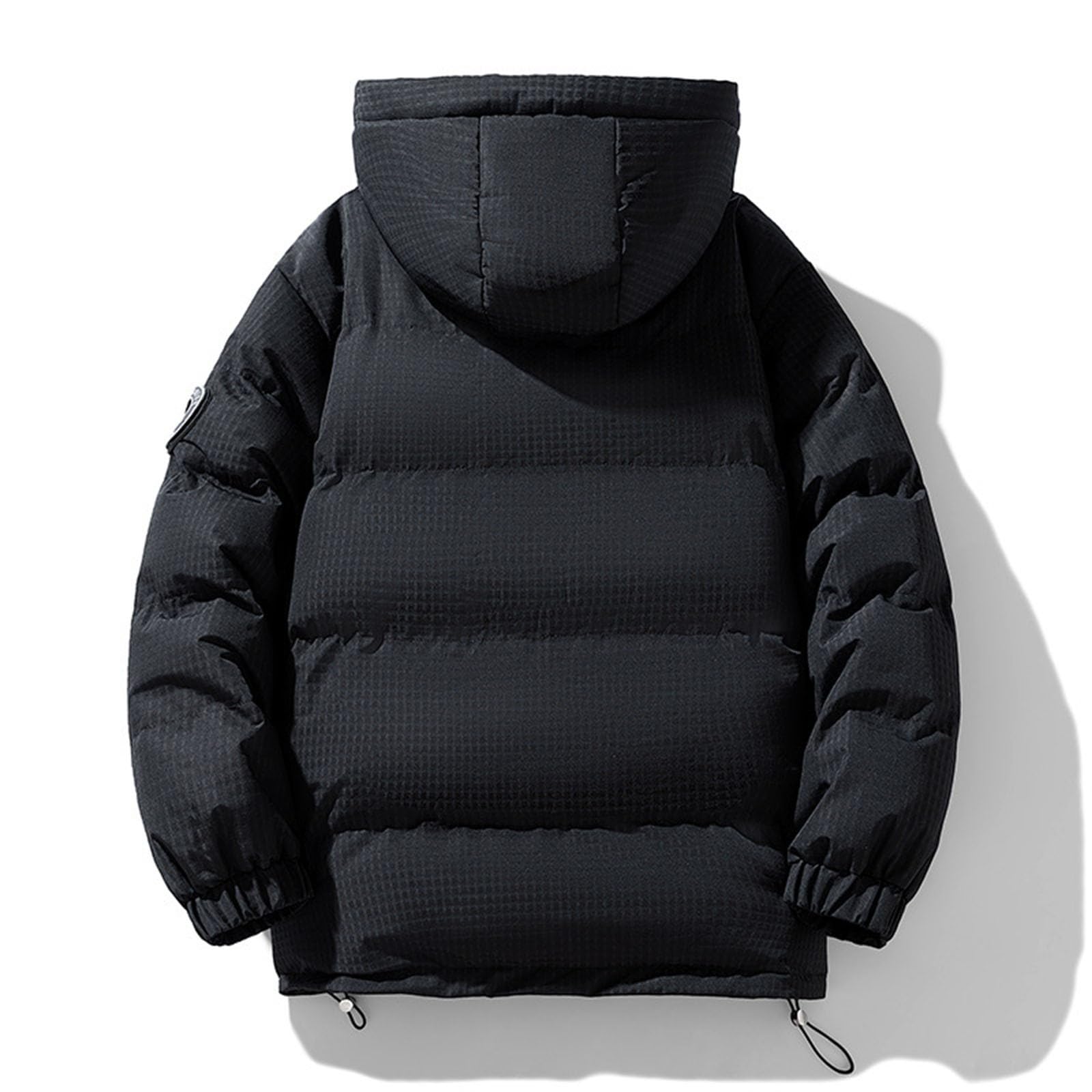 Generisch Giacca trapuntata da uomo con cappuccio – leggero piumino da uomo caldo inverno giacche con tasche tinta unita buffer giacca a maniche lunghe con cappuccio ibrido giacca invernale Y2k