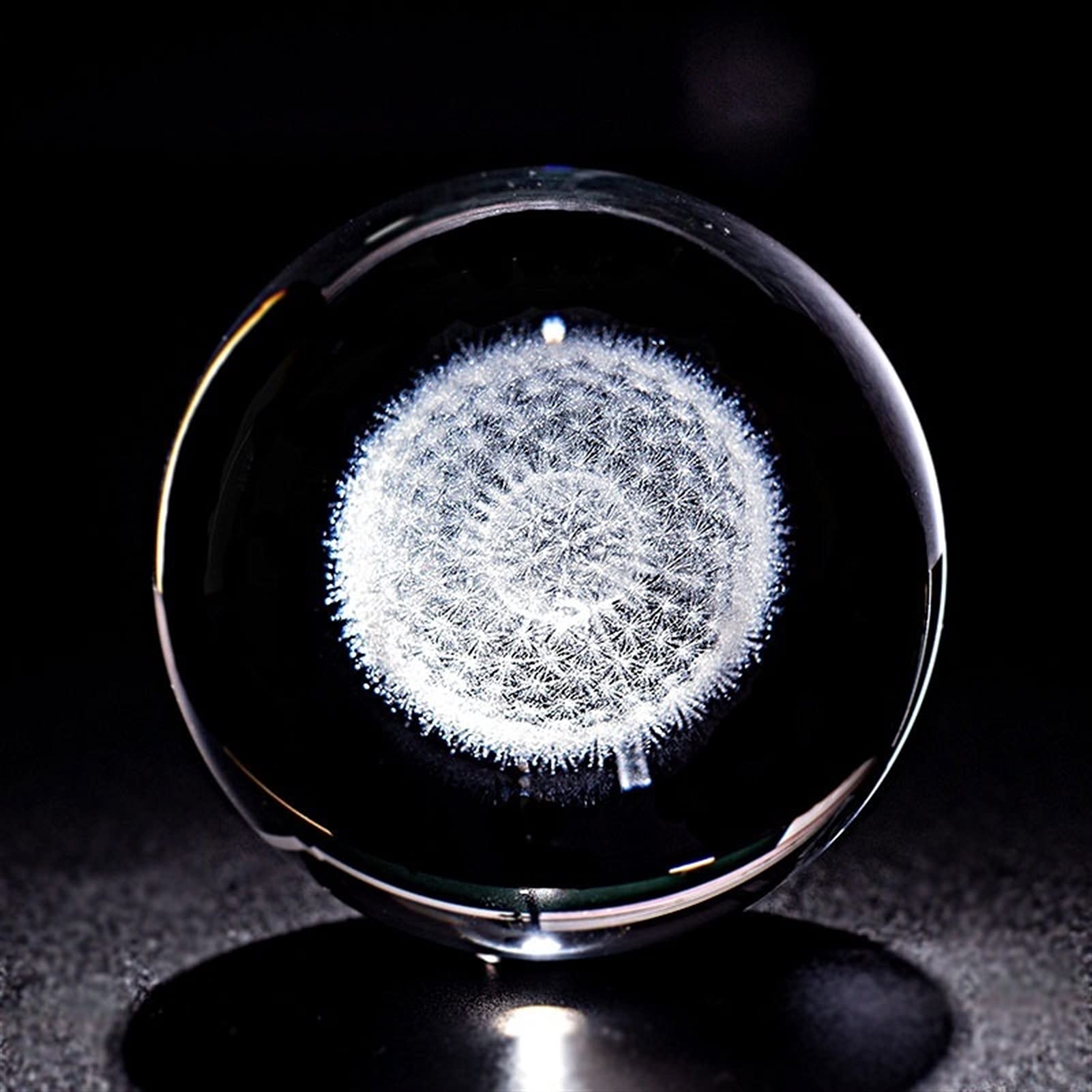 Bola de Cristal (en la Magia Occidental) Crystal 3D Bola Láser Grabado Diente de León Miniatura Globo Globo Esfera Hogar Decorativo Ornamento Artesanía Regalos Bola de Cristal(Only Ball)