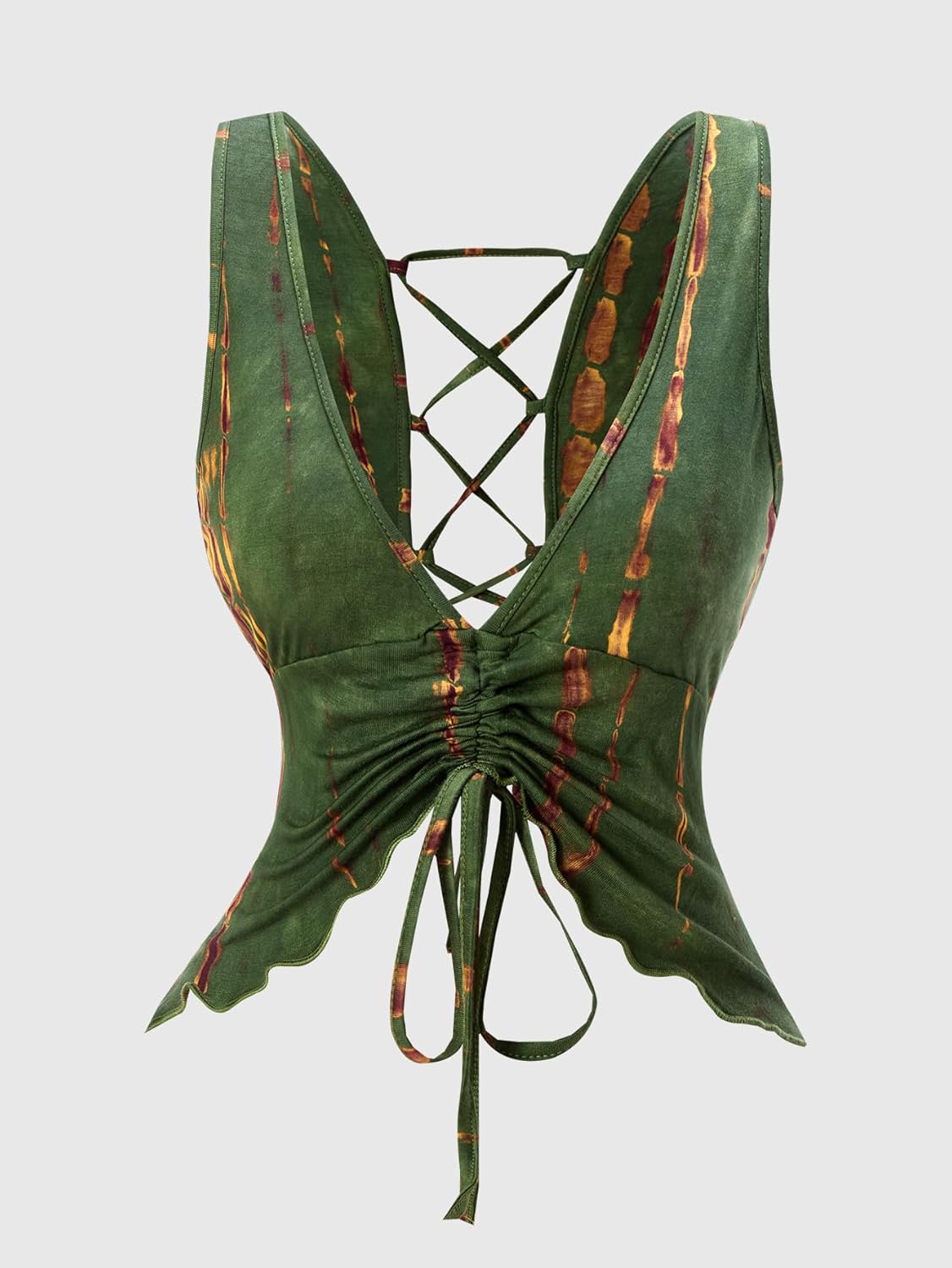 Women's 2 Piece Party Club Outfits Y2k Lace Up Backless Deep V Neck Top and Mini Shorts Matching Sets - Image 3