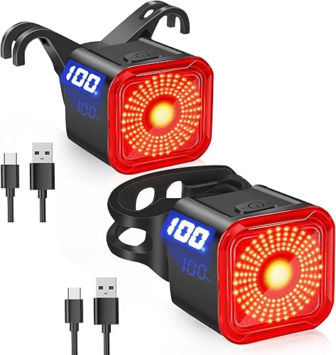 Miniatura 1 de DARKBEAM Luz trasera de bicicleta con pantalla LED, 6 modos de luz recargable USB-C, luz trasera de bicicleta impermeable IP55 para conducción