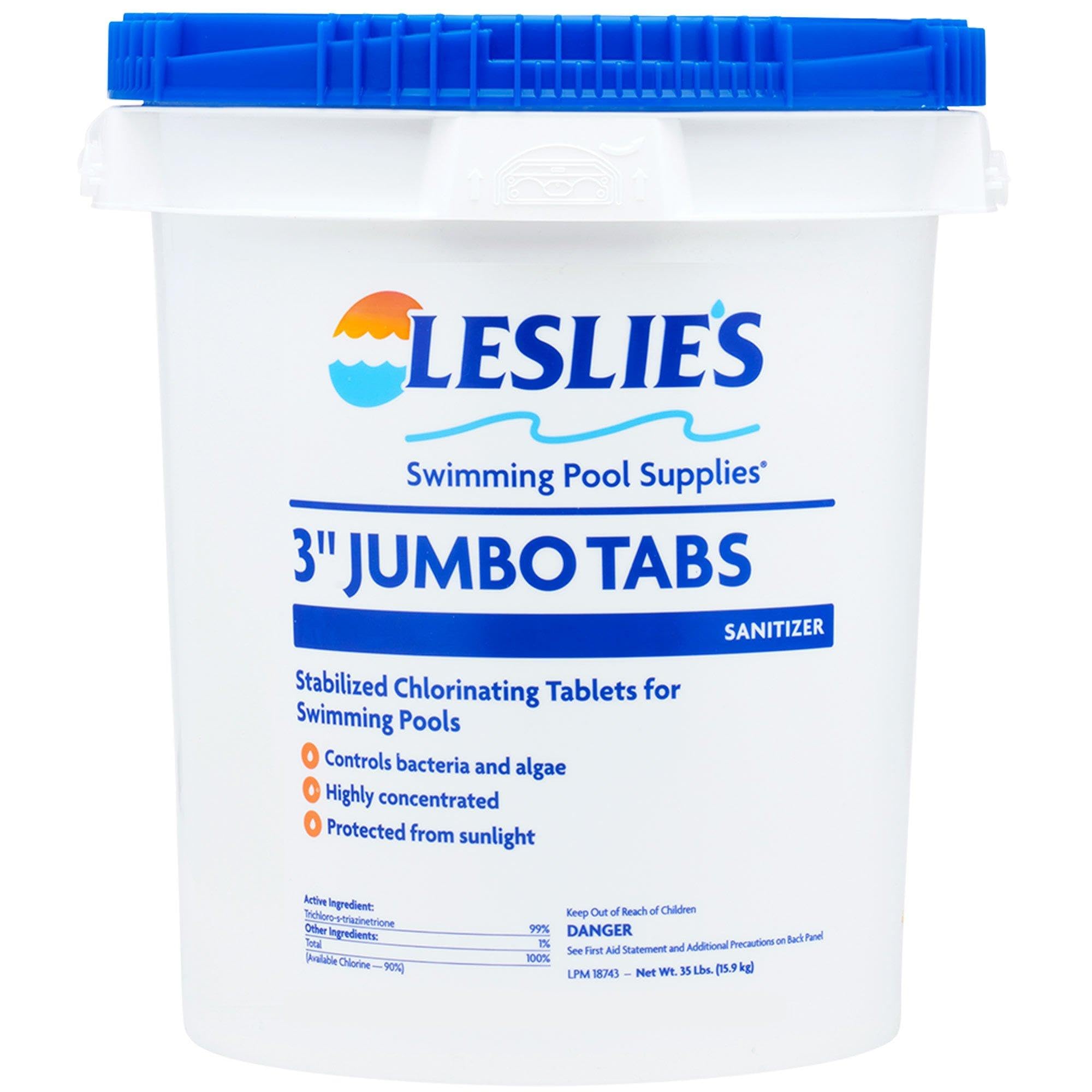 Leslie's 3 Inch Stabilized Chlorine Tablets for Sanitizing Swimming Pools - Individually Wrapped, Slow Dissolving - 90% Available Chlorine - 99% Tri-Chlor - 35 Pounds