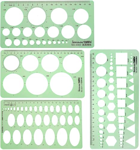 Miniatura 1 de Plantilla de círculo de 4 piezas para dibujar, plantillas de círculo de reglas de medición, plantillas de círculo de plástico para dibujar, círculo