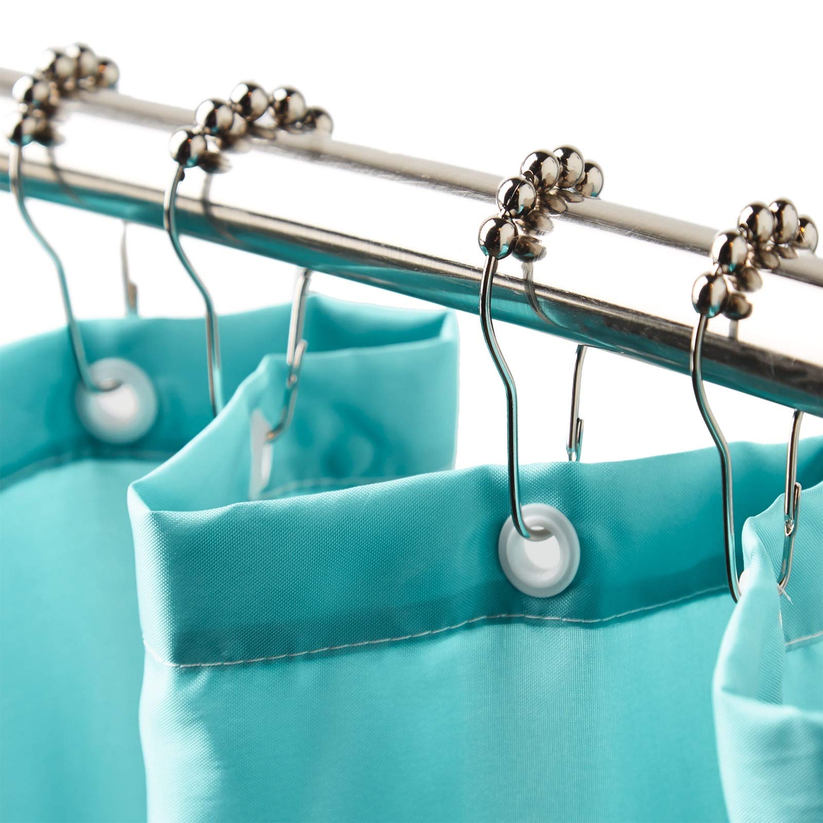 12 Easy Glide Roller Ball Shower Curtain Hooks Rollerball Glider Runners Rustproof Stainless Steel Rings With Clips Polished Chrome