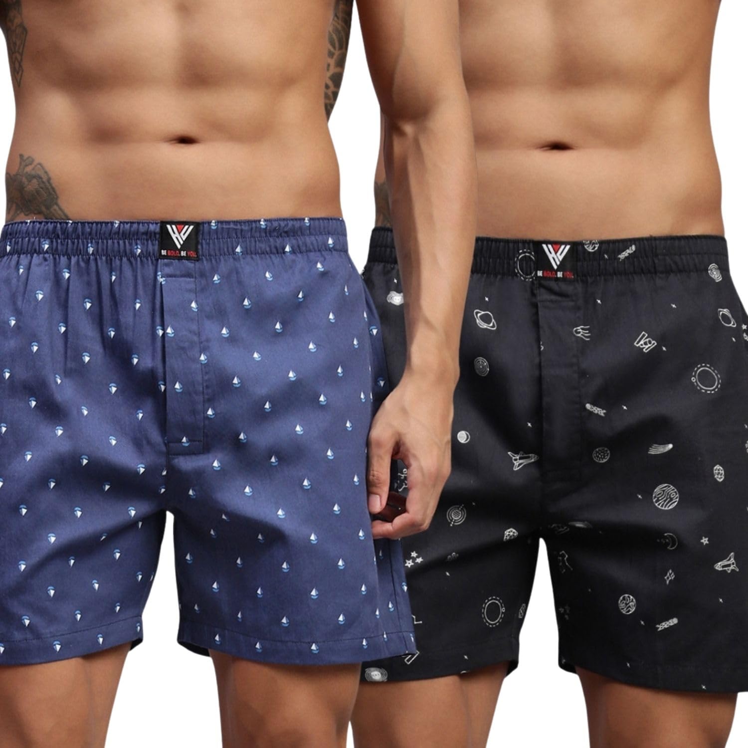 hayu 2PC Pack of Nautical & Space Men Printed Cotton Boxer Shorts Multicolour-picture-41