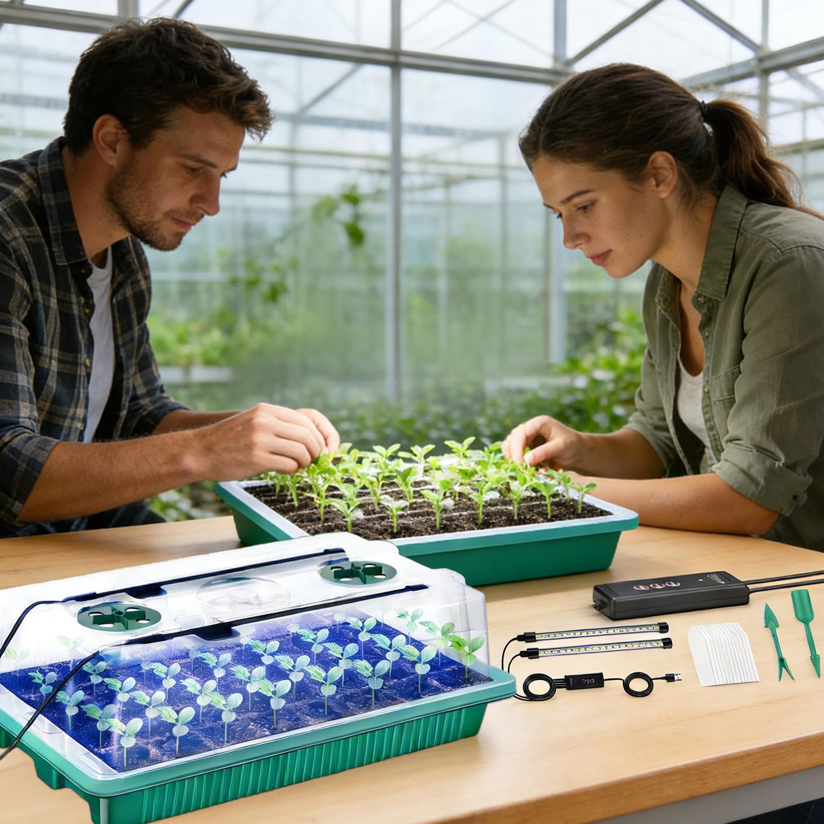 Genérico Kit de Germinación - con Cúpula de Humedad y Luz de Cultivo | Bandeja de Cultivo para Propagación de Plantas Jardín,para Jardín Oficina Hogar Patio y Propagación