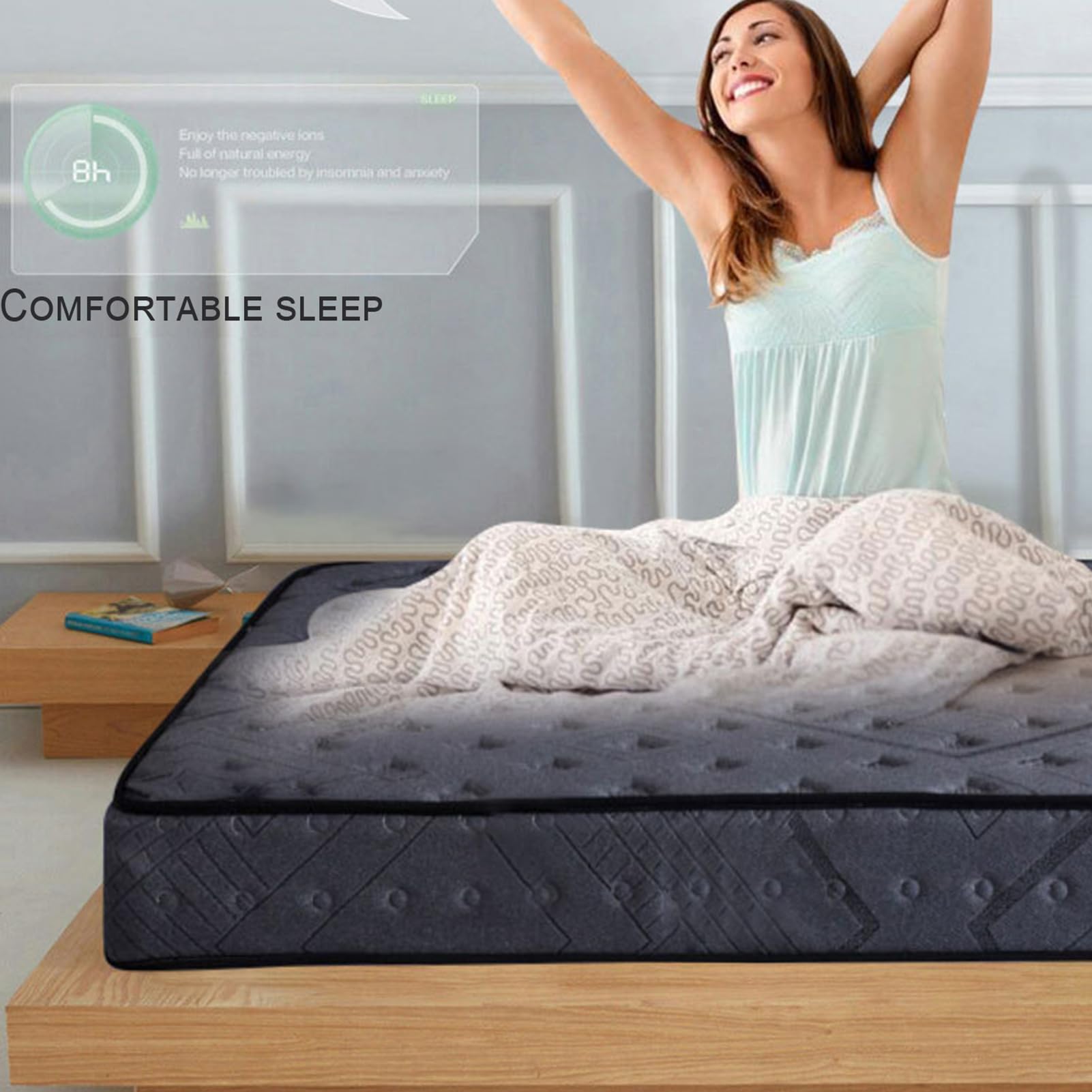 Materasso Matrimoniale 120x190 Cm Con Memory Foam - Spessore 22 Cm - Rigidità Media - In Scatola