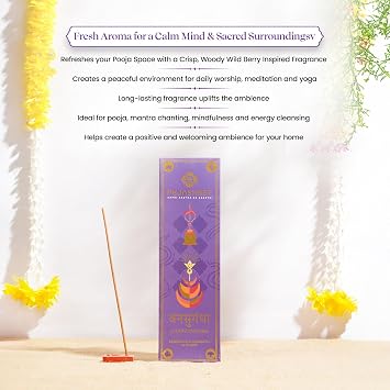 Pujashree Vansugandha Bambooless Incense Sticks – Handcrafted Fruity Wild Berries Aroma Incense for Pooja, Meditation, Relaxation & Yoga – 8 Inches, 40 Sticks