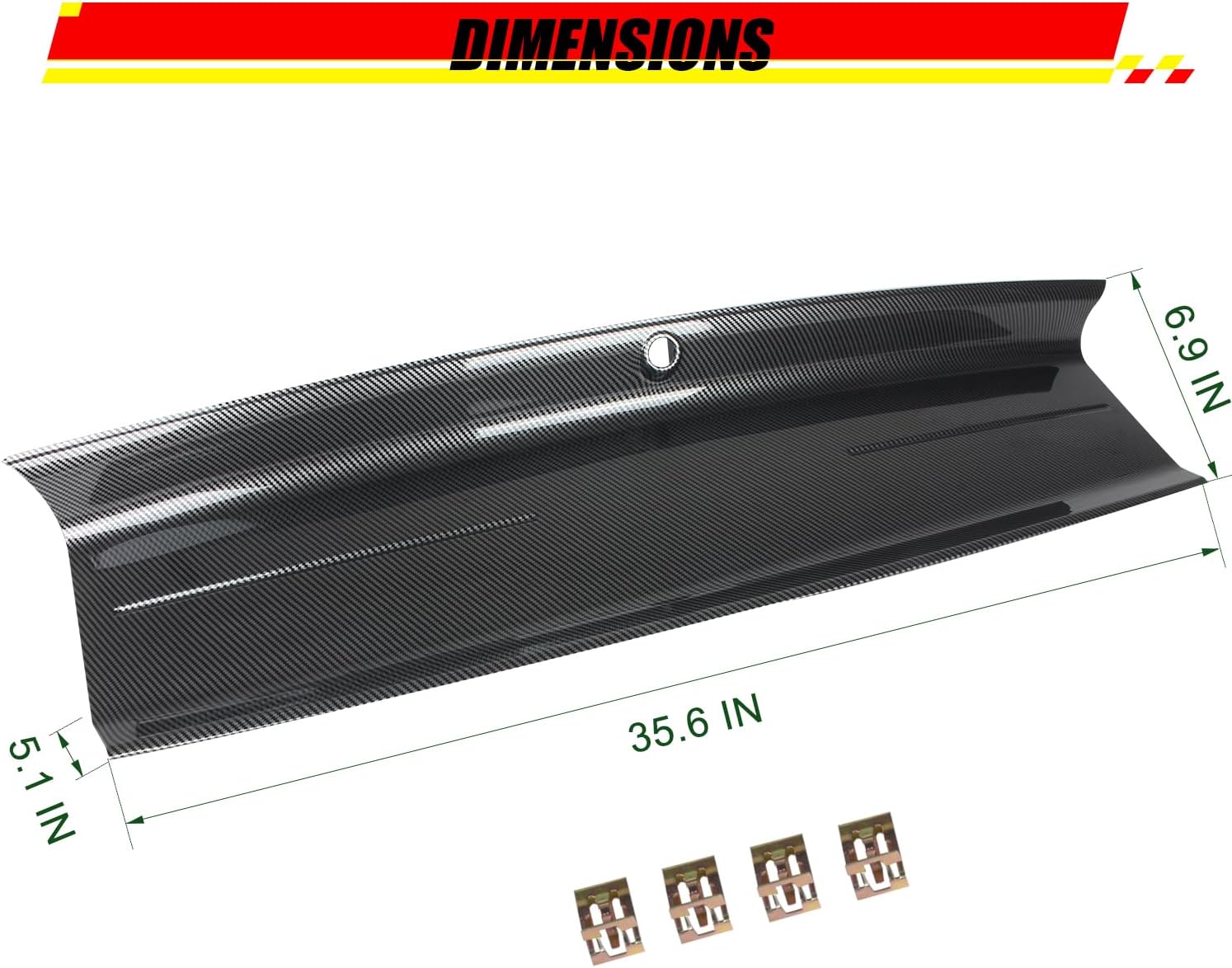 Rear Decklid Panel Trim Compatible with Ford Mustang 2015-2023, External Accessories Trunk Center Cover Panel Trim Compatible with Ford Mustang 2015-2023(Carbon Fiber Texture with Line)