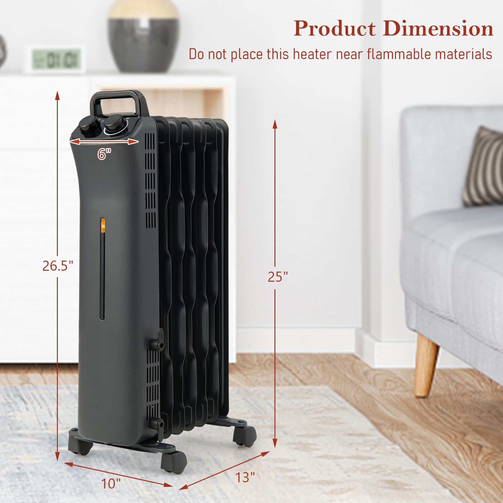 Amazon.com: Tangkula 1500W Oil Filled Radiator Heater, Electric Space Heater  with 3 Heating Modes, Adjustable Thermostat, Tip Over u0026 Overheat  Protection, Portable Oil Heater for Indoor Use (Black) : Home u0026 Kitchen