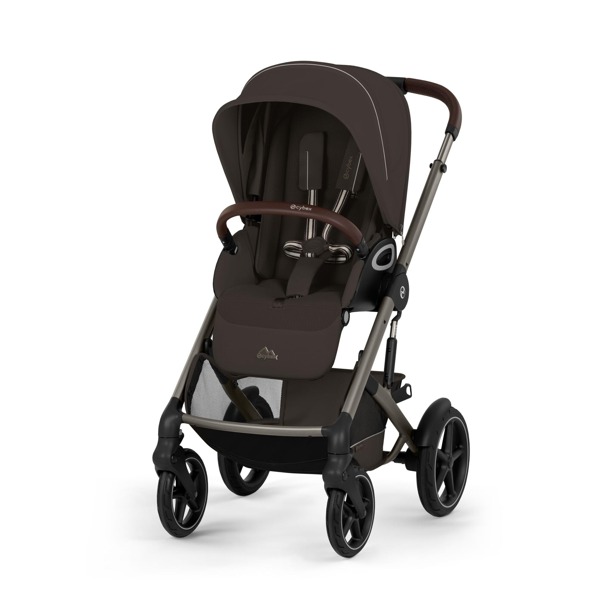 CYBEX Gold Poussette TALOS S LUX & nacelle Fold Cot, Chocolate Brown | De la naissance à 4 ans, jusqu'à 22 kg max, nacelle pliable, système de voyage tout-terrain, capote XXL UPF50+