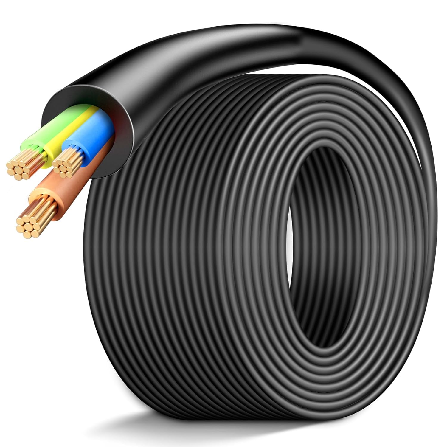 18 Gauge Electric 16.4ft Copper Extension Cable 18AWG 3 Conductor Wire with Ground 3 Core Blackwire RVV 0.75mm² Cord (300/500V)