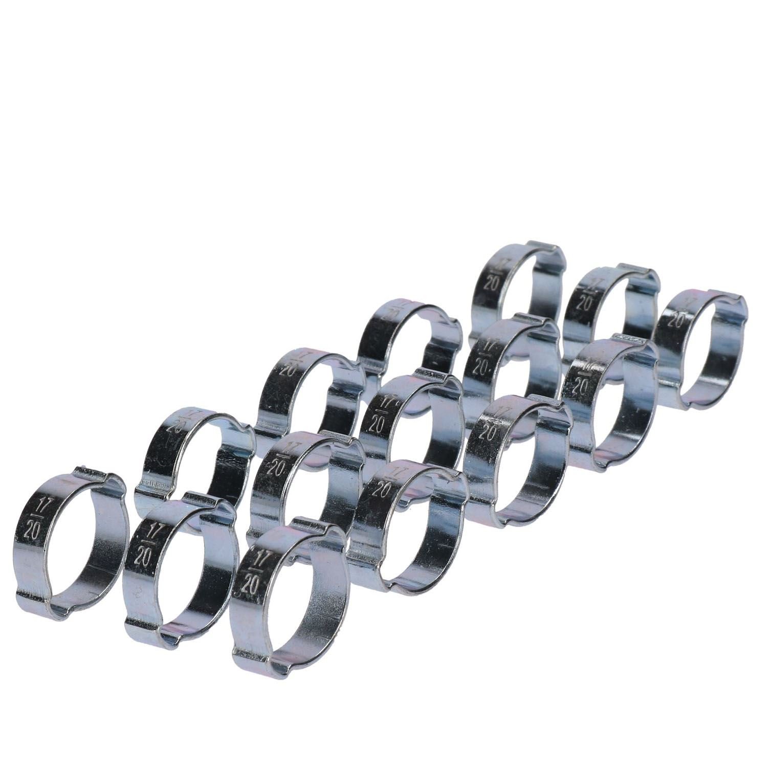 Ab Tools Double Ear Pipe Tube Clips Clamps Hose Fuel Clamp Hydraulic 17Mm – 20Mm 15Pc