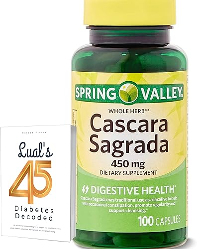 Cascara Sagrada 450mg. Spring Valley Cascara Sagrada 450mg 100 unidades, hierba entera Cascara Sagrada Salud Digestiva Suplemento Dietético Cápsulas