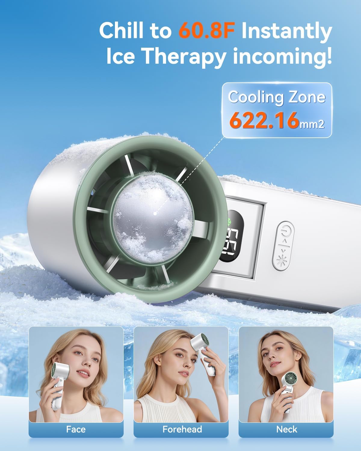 Portable Handheld Fan with Ice Cooler, 199 Speed Personal Fan,5500mAh Rechargeable,20H Cooling Time,20000 RPM Powerful Silent Motor, Summer Essential for Travel/Outdoor/Office, White