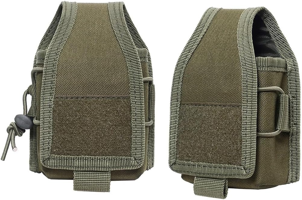 Versatile Pouch Case Holder for GPS Phone, Universal Radio Pouch, Adjustable Molle Magazine Bag with Elastic Cord, Small Nylon Belt Pack for Walkie Talkies Radio