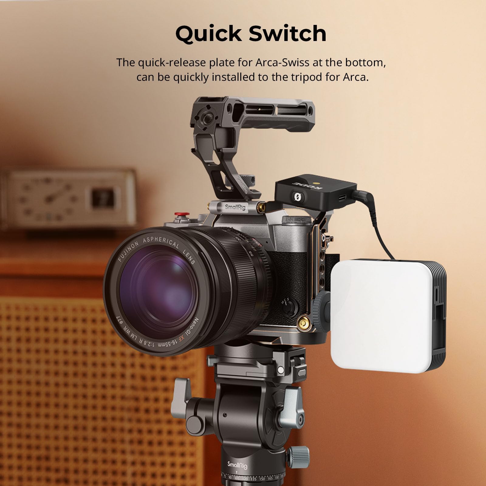SMALLRIG Cage « Retro » pour FUJIFILM X-T50, Cage Complète en Alliage d'Aluminium, avec Plaque de Dégagement Rapide pour Arca et Support de Cold Shoe pour Microphone et Lumière - 4714