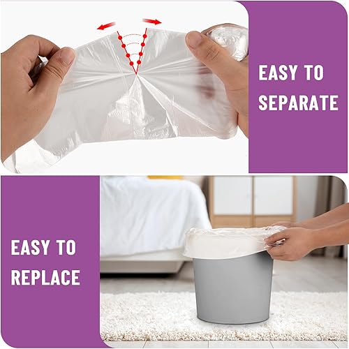 Miniatura 4 de 100 bolsas de basura sin perfume de 4 galones, fuertes y transparentes, ideales para baño, oficina, cocina, dormitorio, campamento, sala de estudio