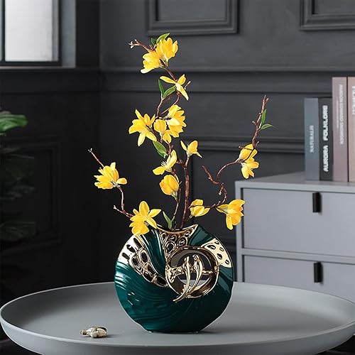 Miniatura 9 de Estatua moderna de arte abstracto de cerámica, estatuas de pájaros, figuras de pájaros de cerámica dorada, decoración del hogar, figuras