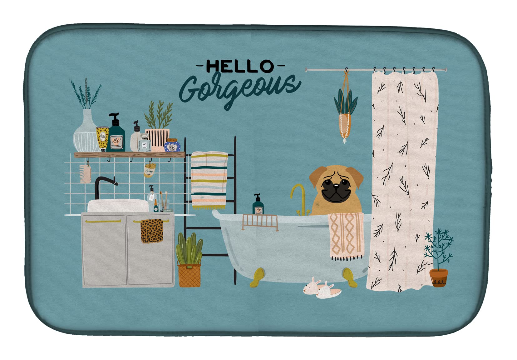 Tapis de séchage carlin marron Caroline's Treasures CK7429DDM en polyester pour cuisine