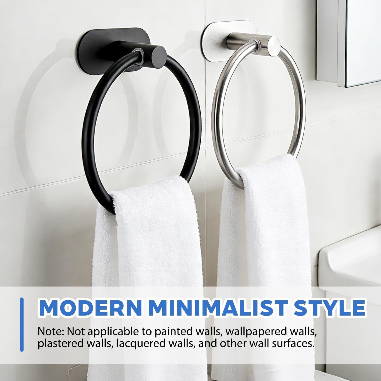 Anillo Toallero Portatollas, Portatollas Autoadhesivo, Anillo de Toalla de Acero Inoxidable de Baño, para Baño, Cocina y Salón