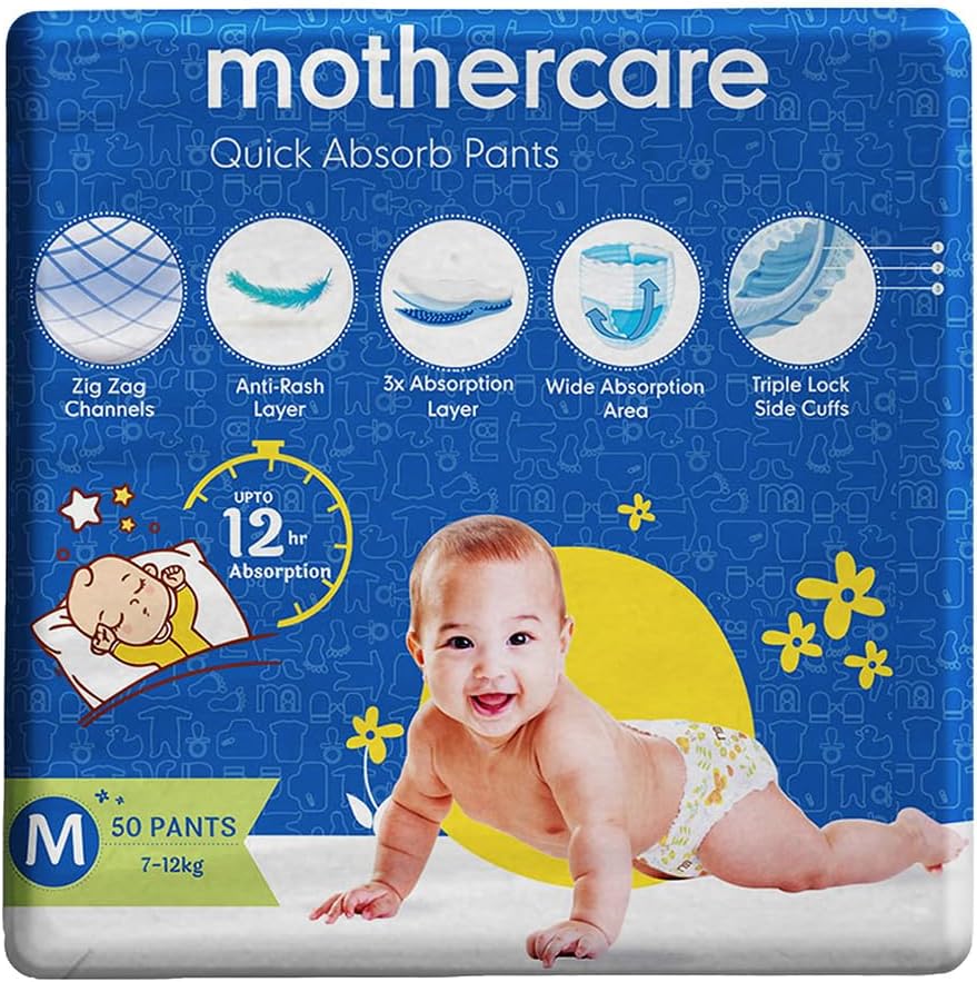 Unisex 12Hr Absorption Diaper Pants - Pack of 50 - White